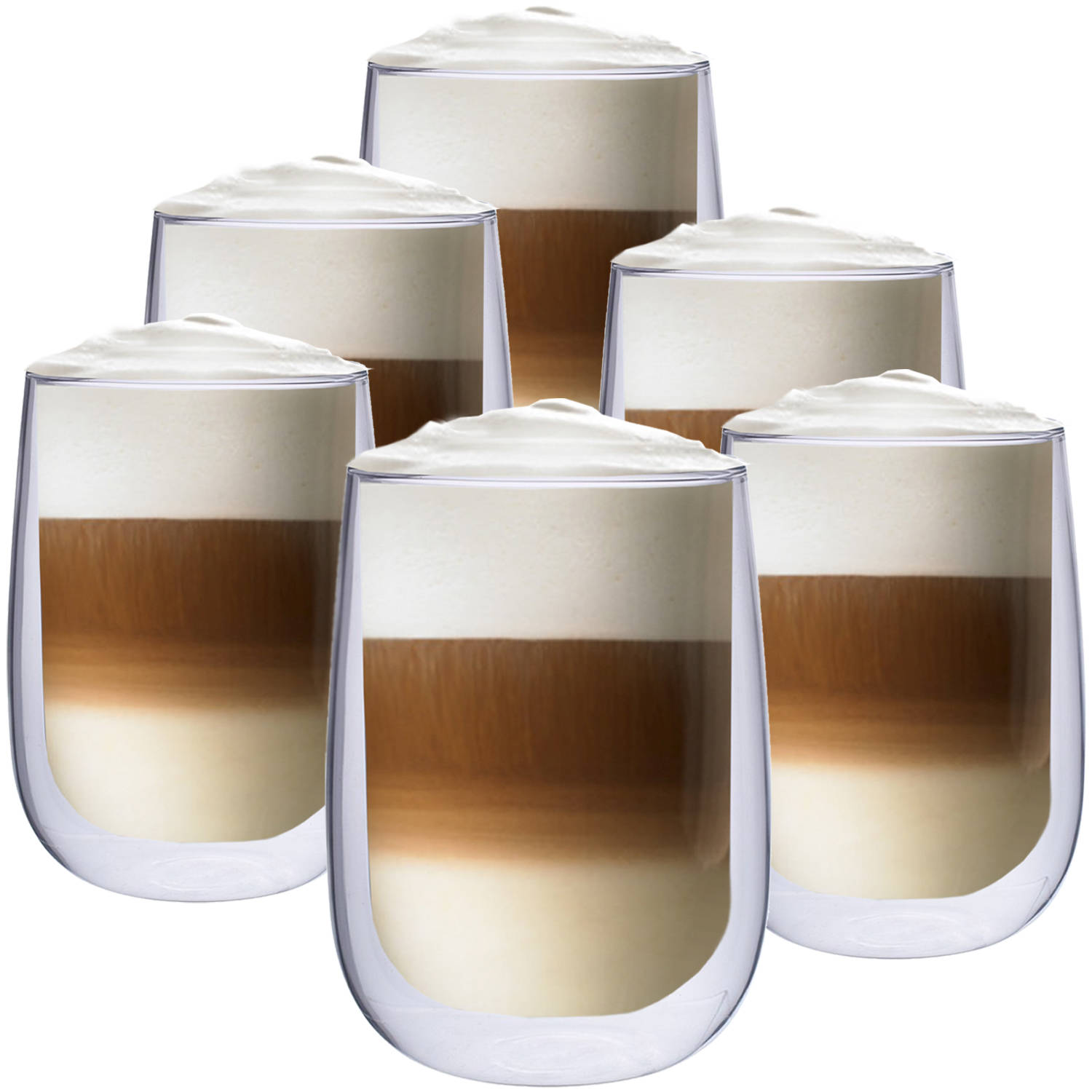 speler ruw naakt Latte Macchiato Glazen - Dubbelwandige Koffieglazen - Cappuccino Glazen -  450 ML - 6x | Blokker