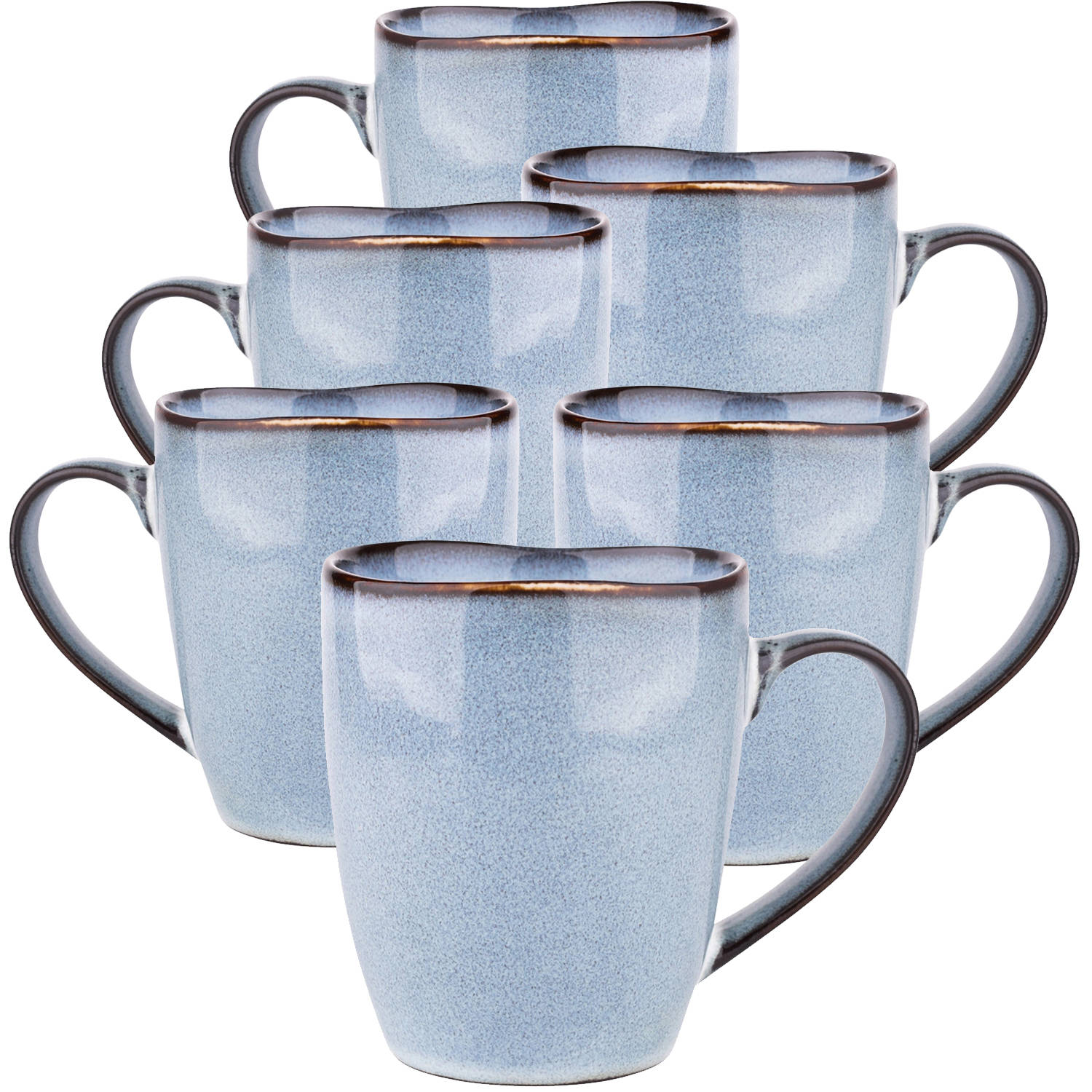 Koffiekopjes - Cappuccino kop - Theemok - Koffiebeker - Blauw - 320ml - Set van 6