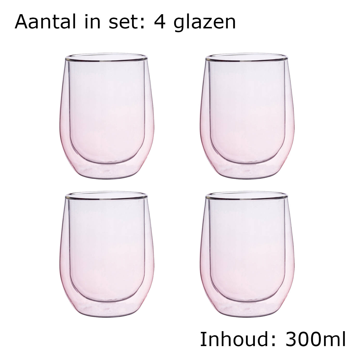 kop Vakantie Herinnering Roze Dubbelwandige Koffieglazen - Dubbelwandige Theeglazen - Cappuccino  Glazen - 300ML - Set Van 4 | Blokker
