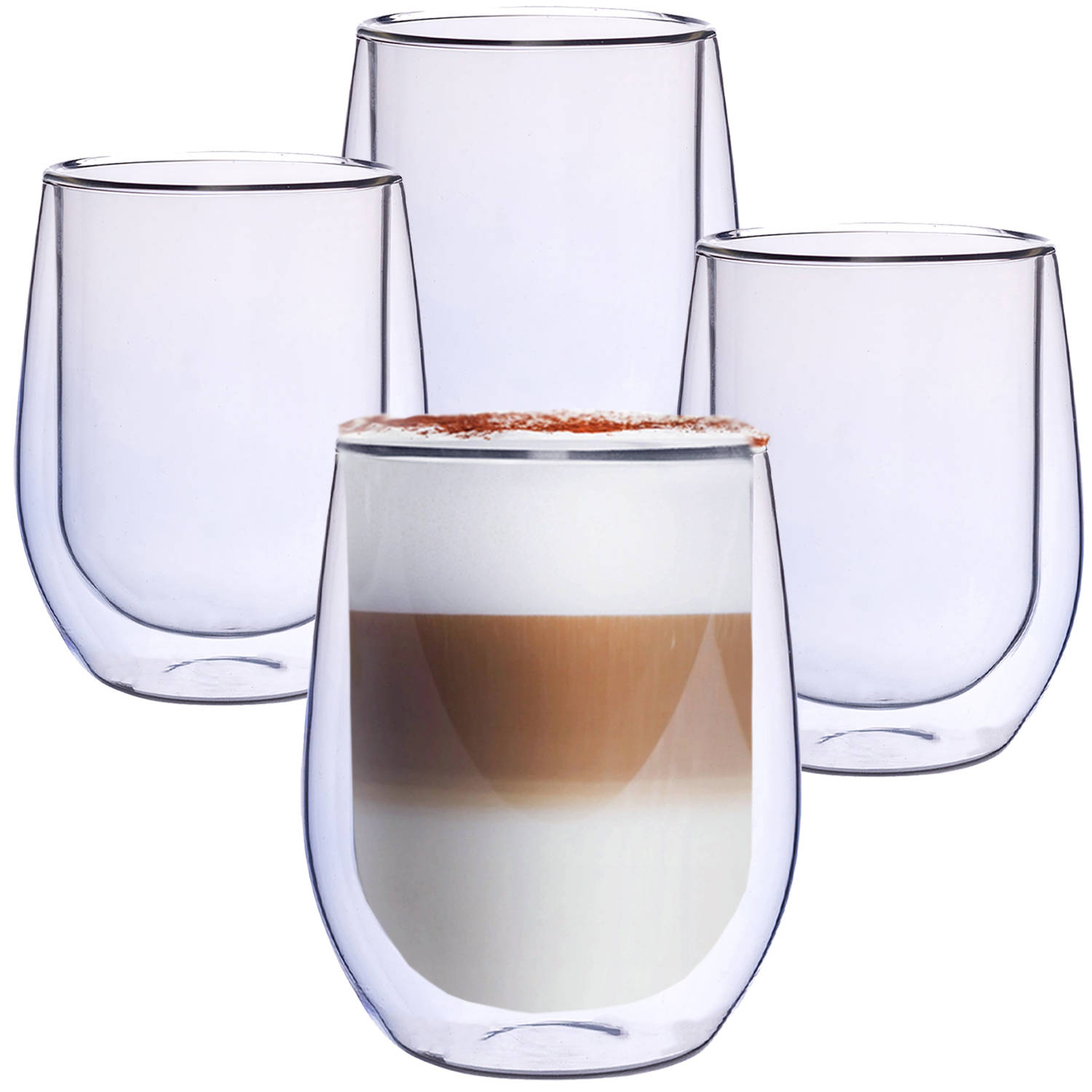 doden gastheer overschrijving Blauwe Dubbelwandige Koffieglazen - Dubbelwandige Theeglazen - Cappuccino  Glazen - 300ML - Set Van 4 | Blokker