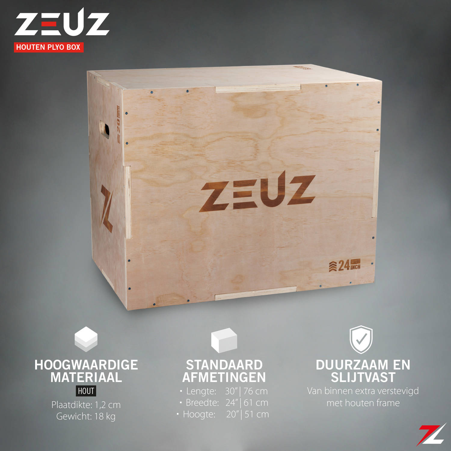 eenvoudig Krimpen Soms soms ZEUZ® Houten Plyo Box – Box Jump - voor Fitness & Crossfit – 3 Hoogtes in  51, 61 & 76 CM – 20, 24, 30 Inch | Blokker