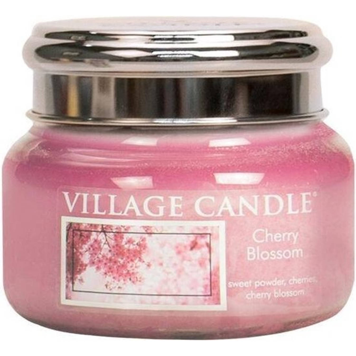 Village Candle Village Geurkaars Cherry Blossom kersenbloesem rijpe kers zoet talkpoeder - small jar