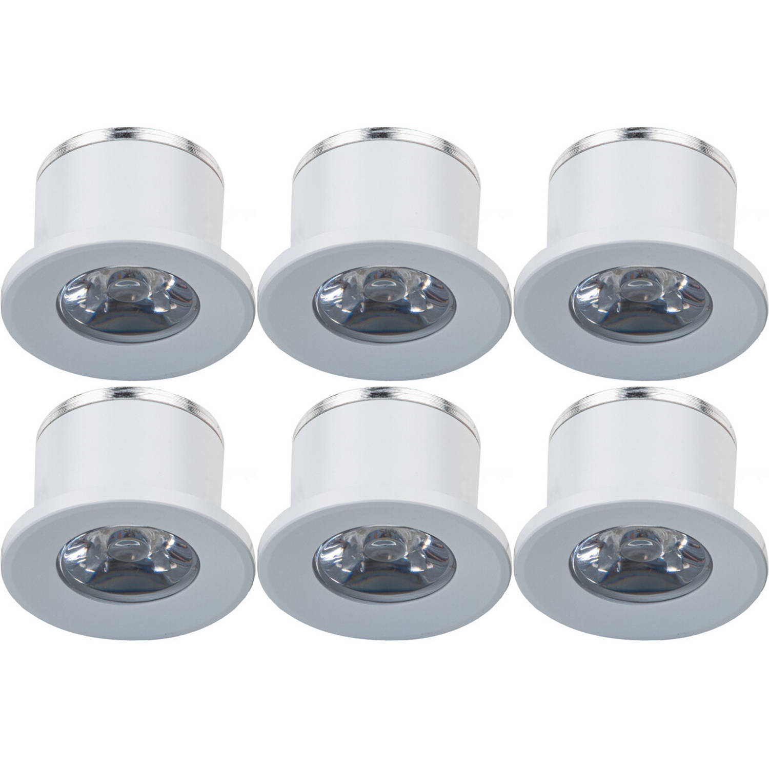 LED Veranda Spot Verlichting 6 Pack - Velvalux - 1W - Warm Wit 3000K - Inbouw - Rond - Mat Wit - Aluminium - Ø31mm