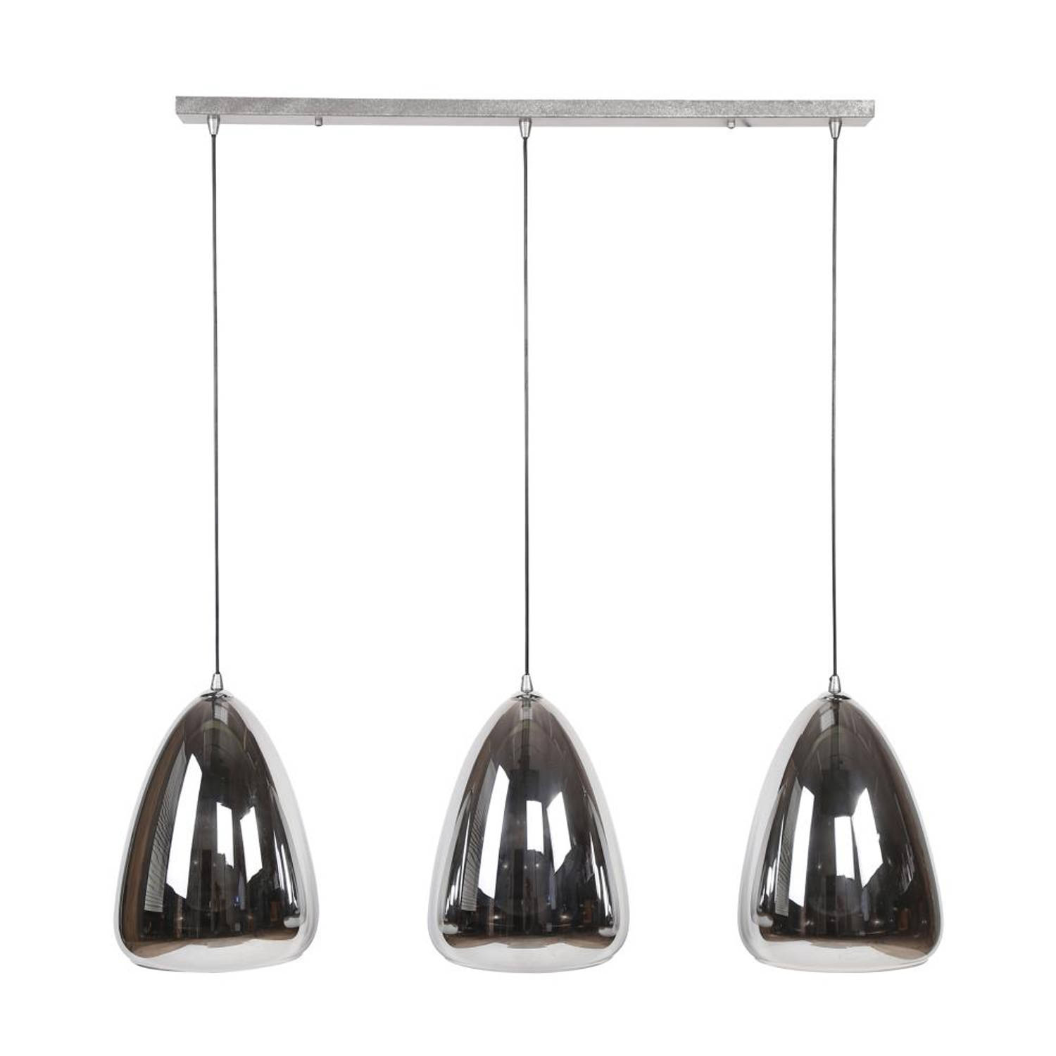 Giga Meubel Gm Hanglamp 3-lichts - Chrome - Glas - Lamp Zilver Pearl