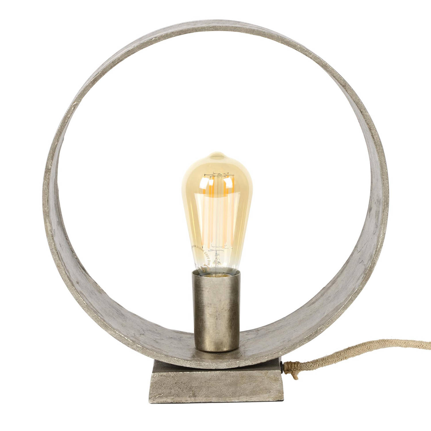 Giga Meubel Gm Tafellamp 1-lichts - Rond - Antiek Nikkel - Lamp Loop
