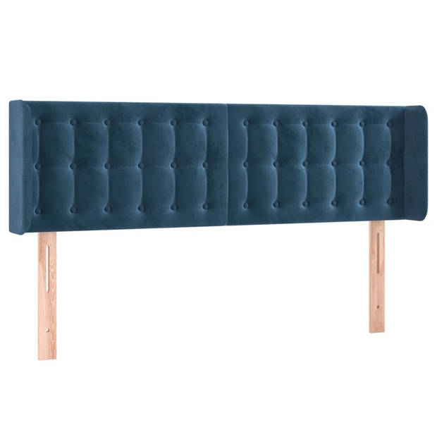 vidaXL Hoofdbord LED 147x16x78/88 cm fluweel donkerblauw