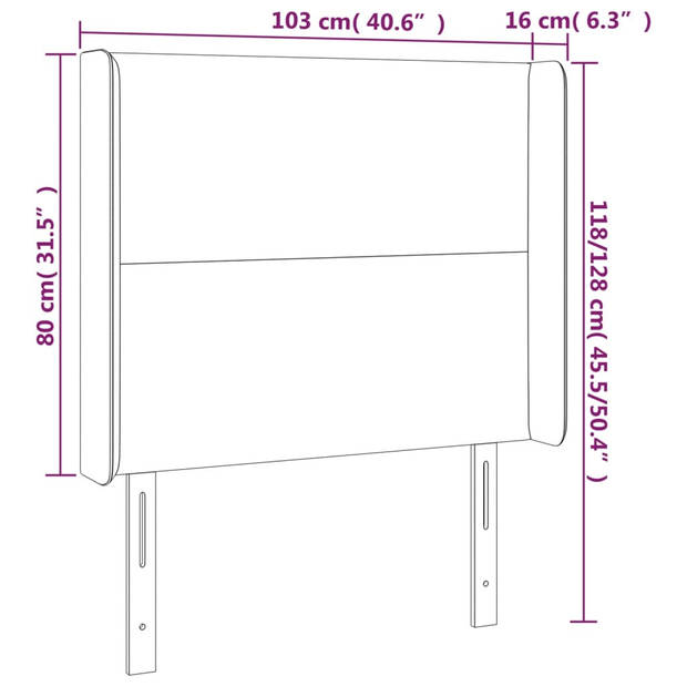 vidaXL Hoofdbord LED 103x16x118/128 cm kunstleer cappuccinokleurig