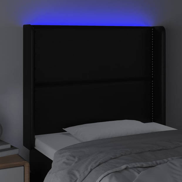 vidaXL Hoofdbord LED 83x16x118/128 cm kunstleer zwart