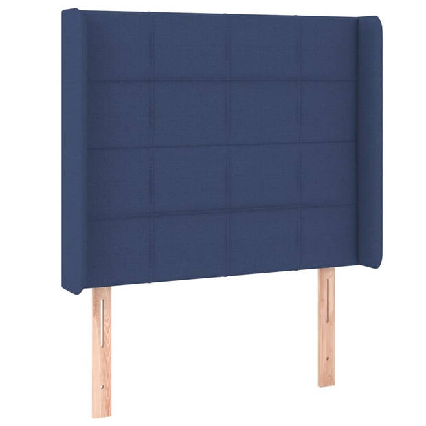 vidaXL Hoofdbord LED 93x16x118/128 cm stof blauw