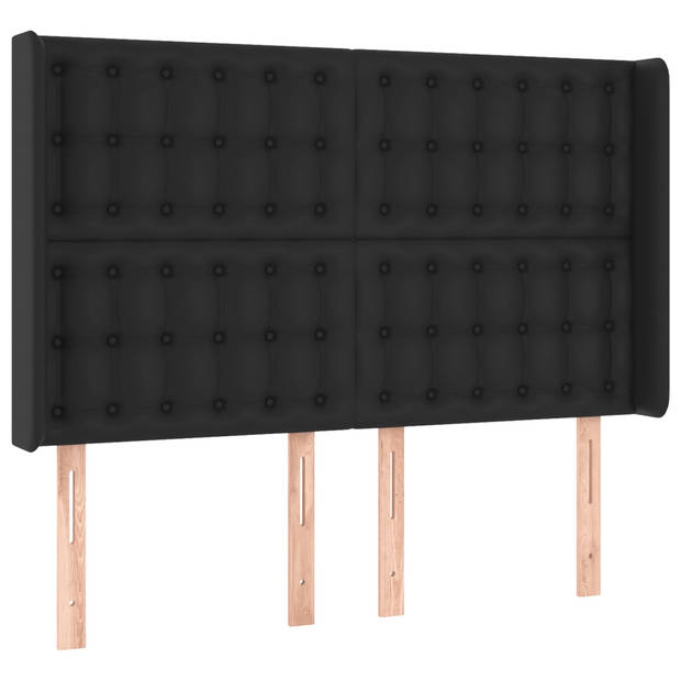 vidaXL Hoofdbord LED 147x16x118/128 cm kunstleer zwart
