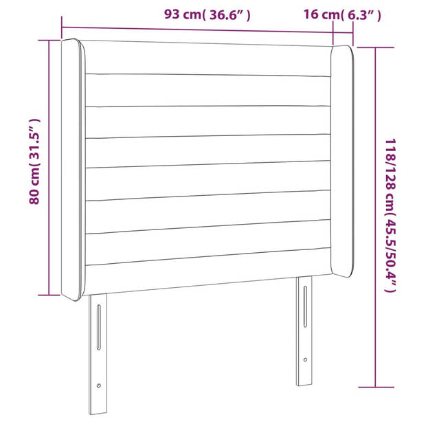 vidaXL Hoofdbord LED 93x16x118/128 cm stof donkerbruin