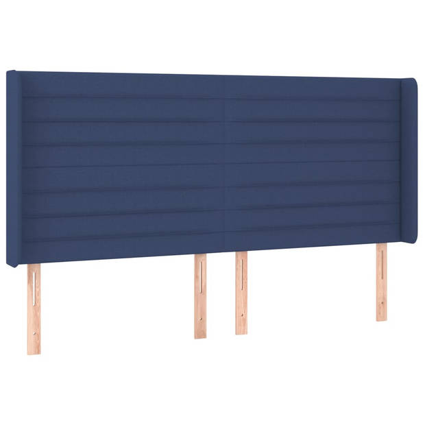 vidaXL Hoofdbord LED 163x16x118/128 cm stof blauw