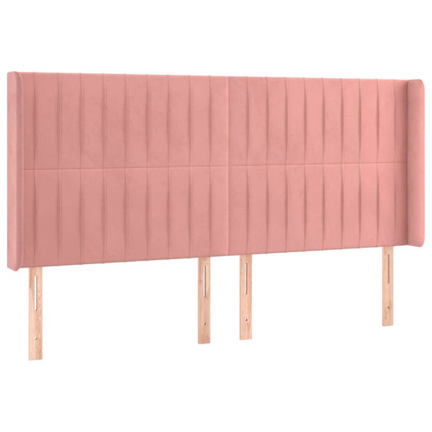 vidaXL Hoofdbord LED 163x16x118/128 cm fluweel roze