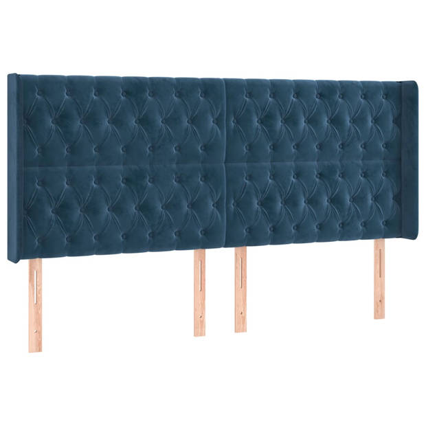 vidaXL Hoofdbord LED 183x16x118/128 cm fluweel donkerblauw