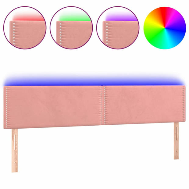 vidaXL Hoofdbord LED 200x5x78/88 cm fluweel roze