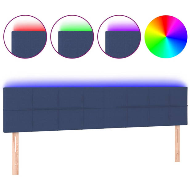 vidaXL Hoofdbord LED 180x5x78/88 cm stof blauw