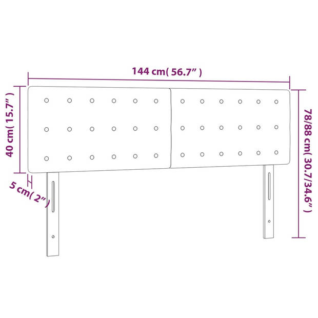 vidaXL Hoofdbord LED 144x5x78/88 cm kunstleer zwart