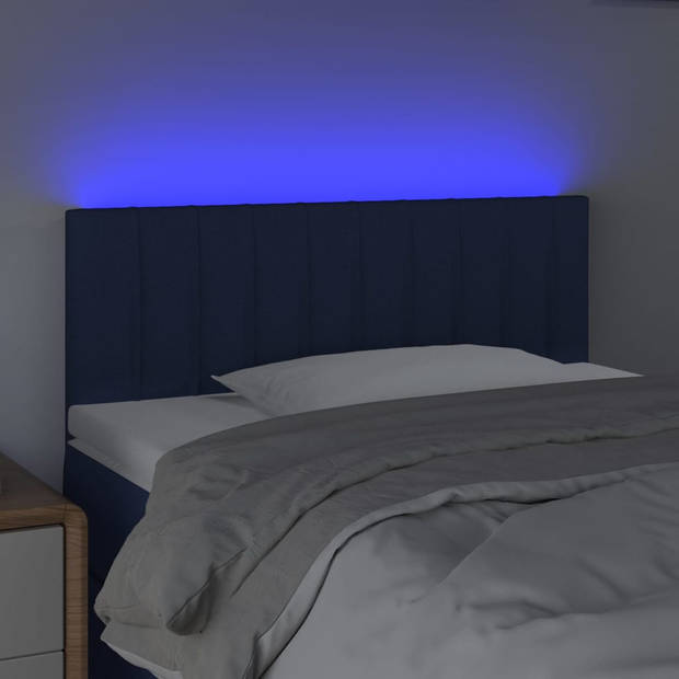 vidaXL Hoofdbord LED 100x5x78/88 cm stof blauw