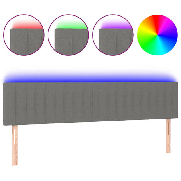 vidaXL Hoofdbord LED 180x5x78/88 cm stof donkergrijs