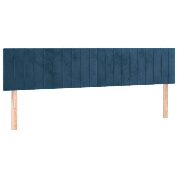 vidaXL Hoofdbord LED 160x5x78/88 cm fluweel donkerblauw