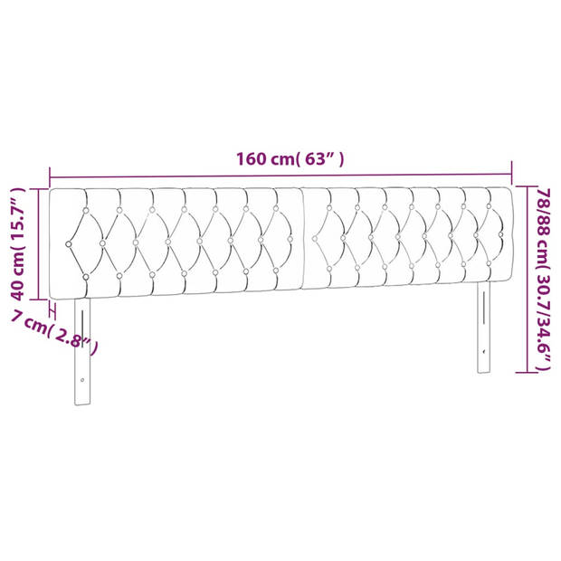 vidaXL Hoofdborden 2 st 80x7x78/88 cm stof cr??mekleurig