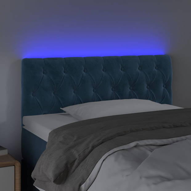 vidaXL Hoofdbord LED 100x7x78/88 cm fluweel donkerblauw
