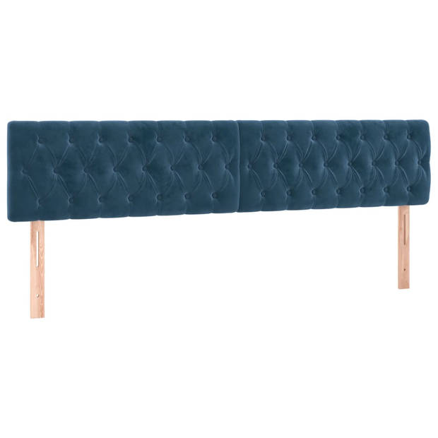 vidaXL Hoofdbord LED 200x7x78/88 cm fluweel donkerblauw