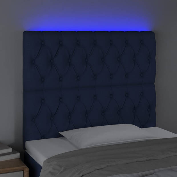vidaXL Hoofdbord LED 90x7x118/128 cm stof blauw