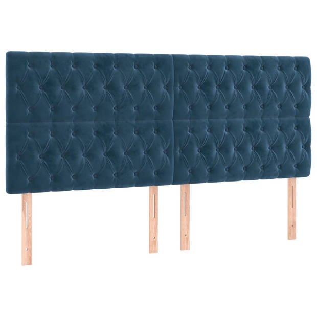 vidaXL Bedframe met hoofdeinde fluweel donkerblauw 180x200 cm