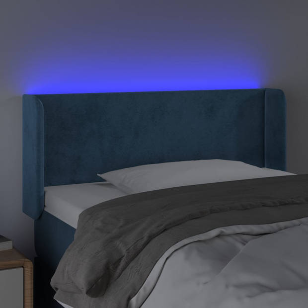 vidaXL Hoofdbord LED 93x16x78/88 cm fluweel blauw