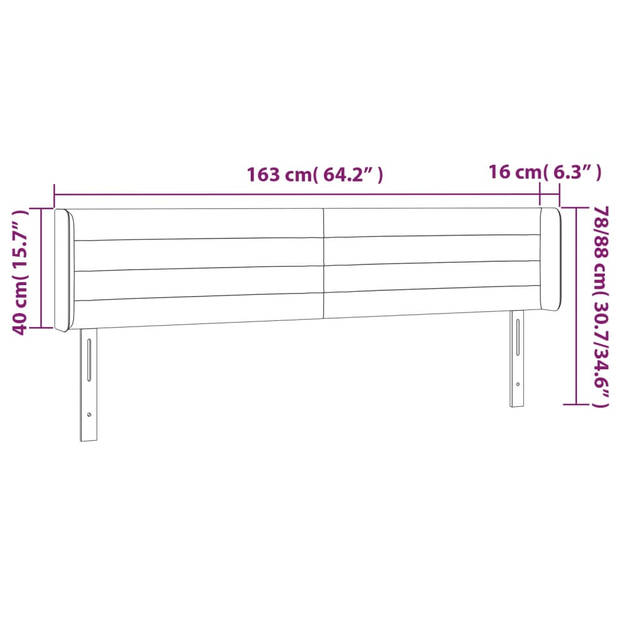 vidaXL Hoofdbord LED 163x16x78/88 cm fluweel donkerblauw