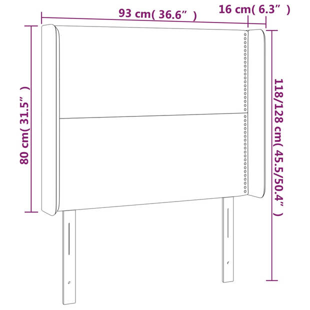 vidaXL Hoofdbord LED 93x16x118/128 cm stof donkergrijs