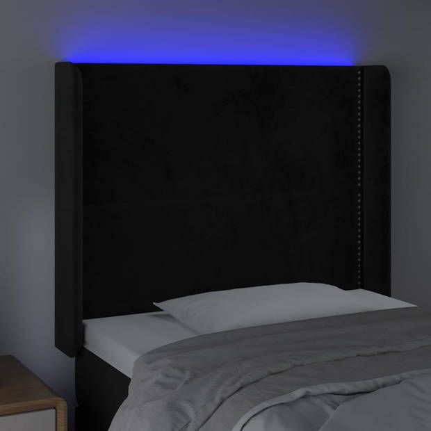 vidaXL Hoofdbord LED 93x16x118/128 cm fluweel zwart