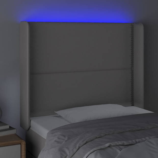 vidaXL Hoofdbord LED 83x16x118/128 cm kunstleer grijs