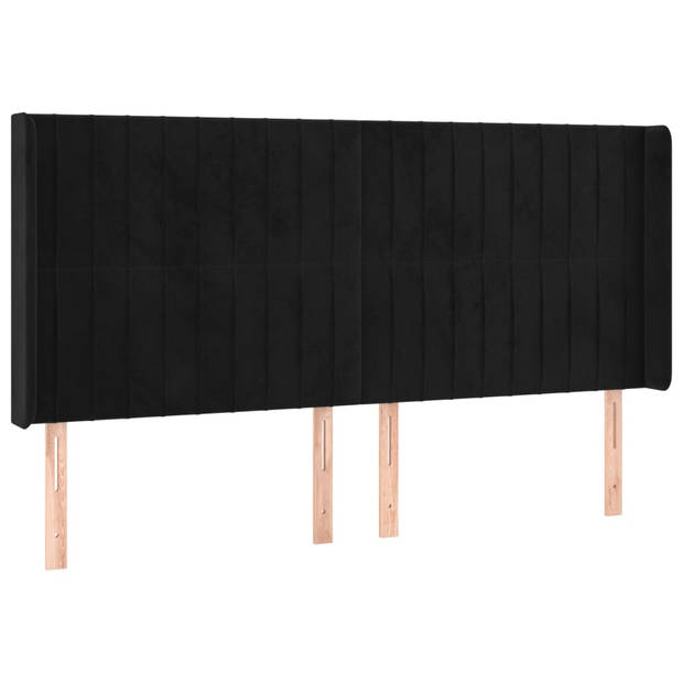 vidaXL Hoofdbord LED 183x16x118/128 cm fluweel zwart