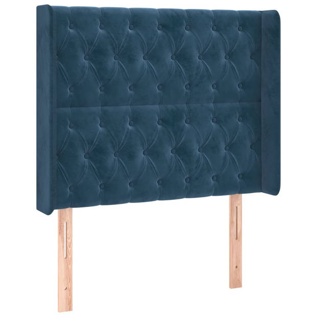 vidaXL Hoofdbord LED 93x16x118/128 cm fluweel donkerblauw