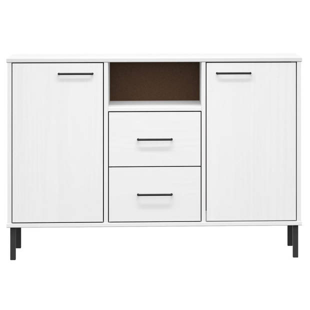 vidaXL Dressoir met metalen poten OSLO 113x40x77 cm grenenhout wit