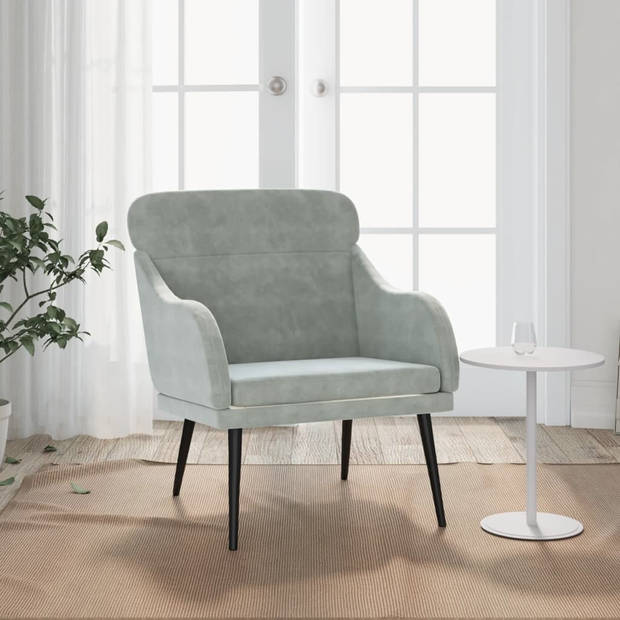 vidaXL Fauteuil 63x76x80 cm fluweel lichtgrijs