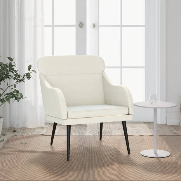 vidaXL Fauteuil 63x76x80 cm fluweel crèmekleurig