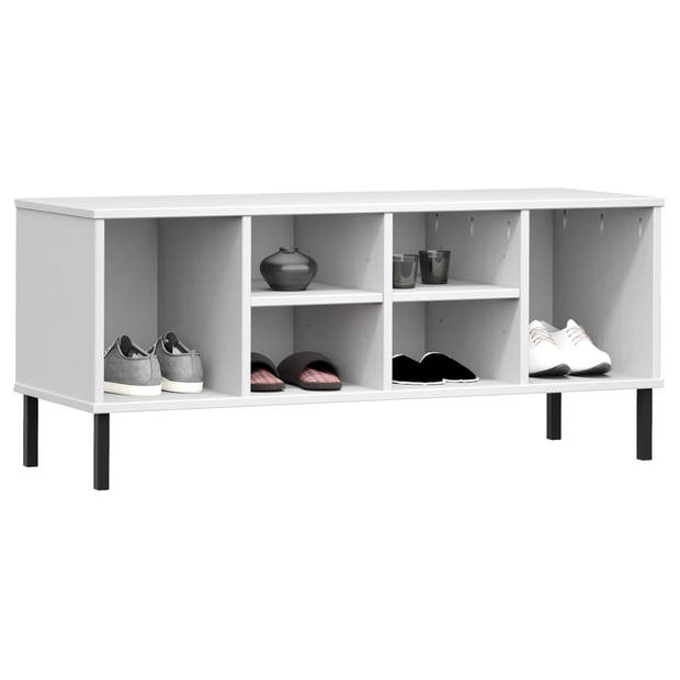 The Living Store OSLO Schoenenkast - 106 x 35 x 45 cm - Massief grenenhout met metalen poten