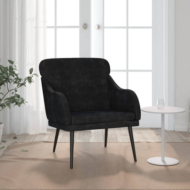 vidaXL Fauteuil 63x76x80 cm fluweel zwart