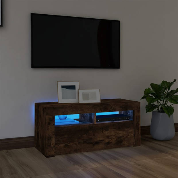 vidaXL Tv-meubel met LED-verlichting 90x35x40 cm gerookt eikenkleurig