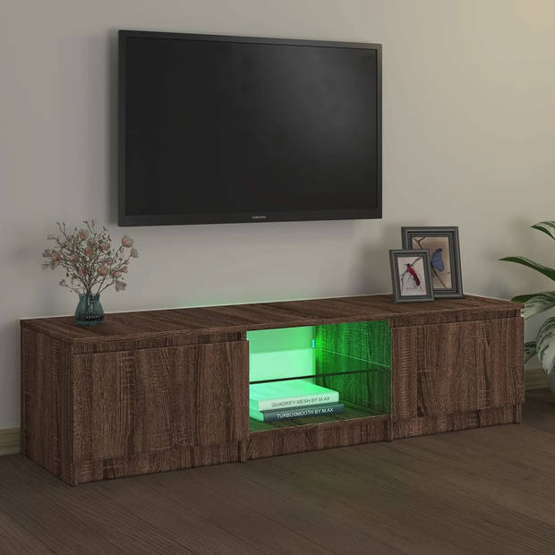 vidaXL Tv-meubel met LED-verlichting 140x40x35,5 cm bruin eikenkleur