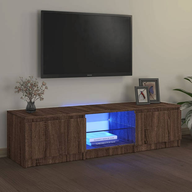 vidaXL Tv-meubel met LED-verlichting 140x40x35,5 cm bruin eikenkleur