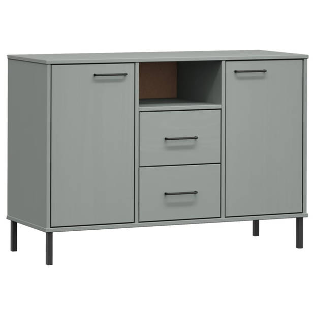 vidaXL Dressoir met metalen poten OSLO 113x40x77 cm grenenhout grijs