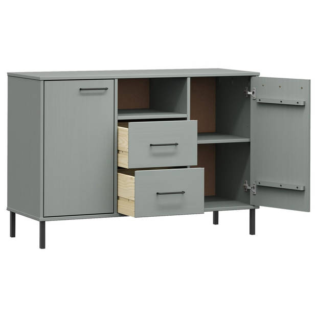 The Living Store OSLO Dressoir - 113 x 40 x 77 cm - Massief grenenhout - Grijs