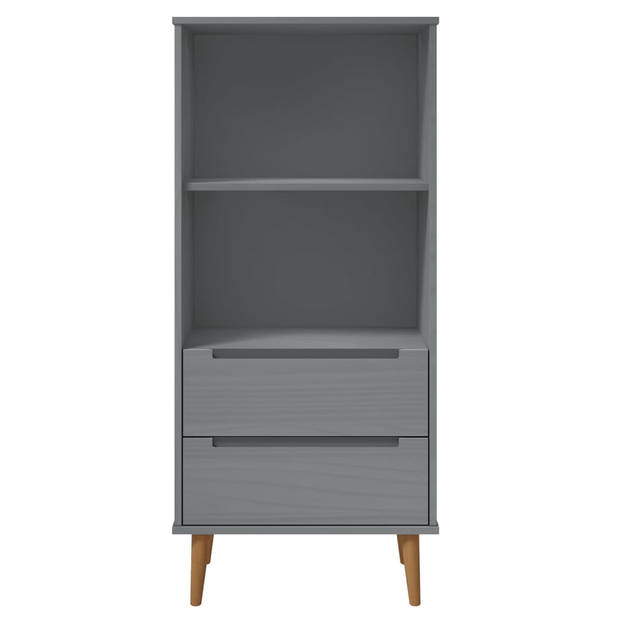 vidaXL Boekenkast MOLDE 60x35x133,5 cm massief grenenhout grijs