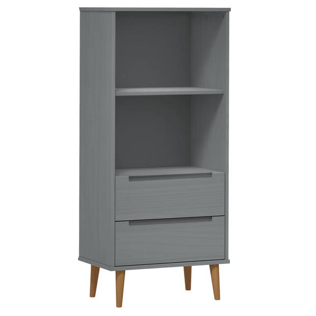 vidaXL Boekenkast MOLDE 60x35x133,5 cm massief grenenhout grijs