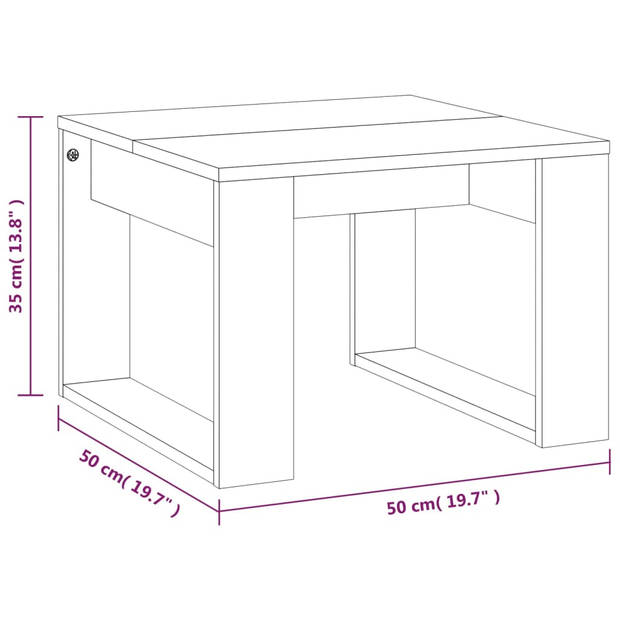 vidaXL Bijzettafel 50x50x35 cm bewerkt hout bruin eikenkleur