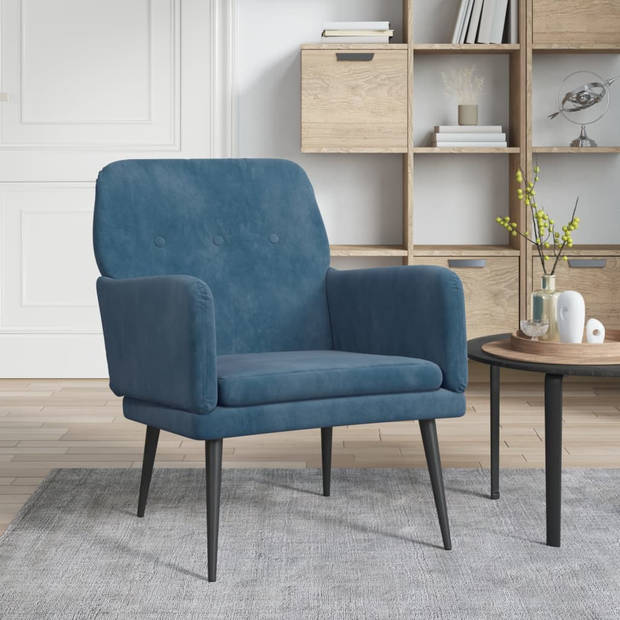 vidaXL Fauteuil 62x79x79 cm fluweel blauw